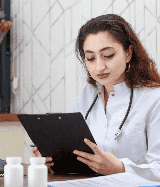 A medical professional reviews a timestamped transcription, ensuring compliance with industry standards in Melbourne. A medical professional reviews a timestamped transcription, ensuring compliance with industry standards in Melbourne.